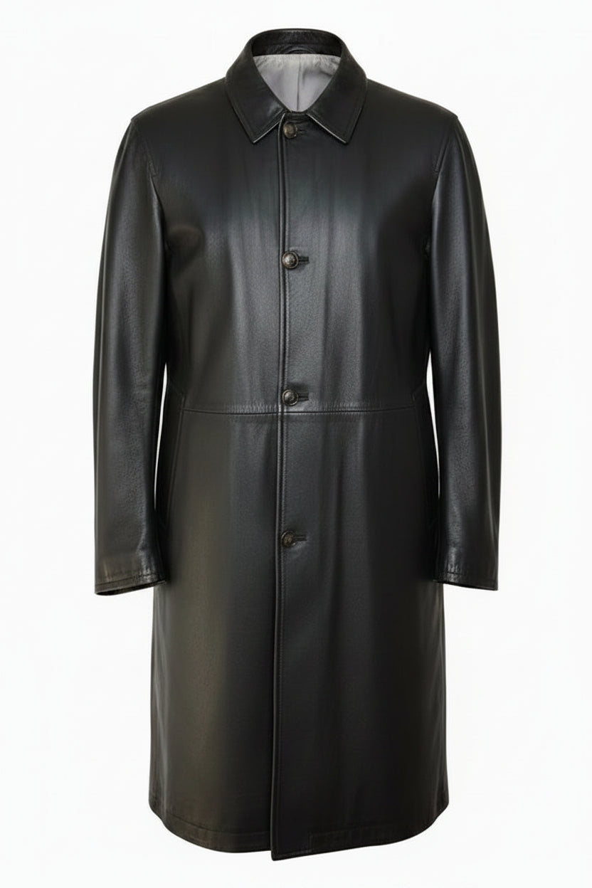 Kired ASTI Lambskin-Cashmere Reversible Overcoat in black and light grey