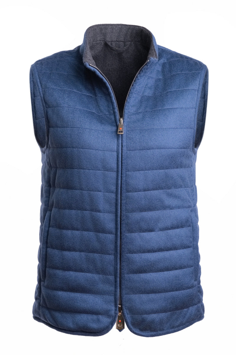 Kired by Kiton REA Cashmere Reversible Vest in dark blue and black