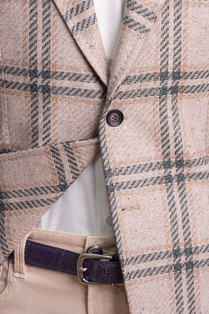 Sartorio Double-Windowpane Virgin Wool-Silk-Linen Sport Jacket