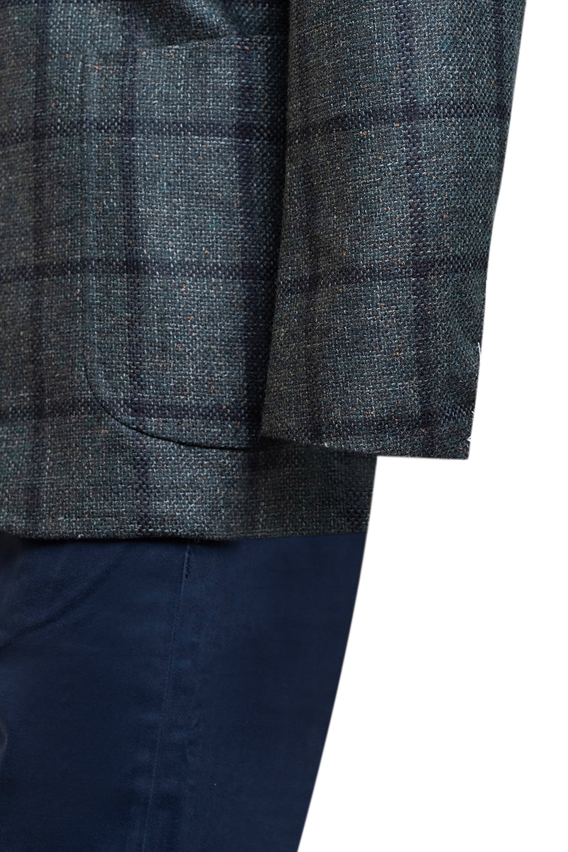 Sartorio Windowpane Virgin Wool-Silk-Linen Sport Jacket