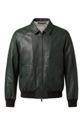 Kired PISA Nylon-Cashmere Reversible Zip-Up Bomber Jacket in forest green and tan