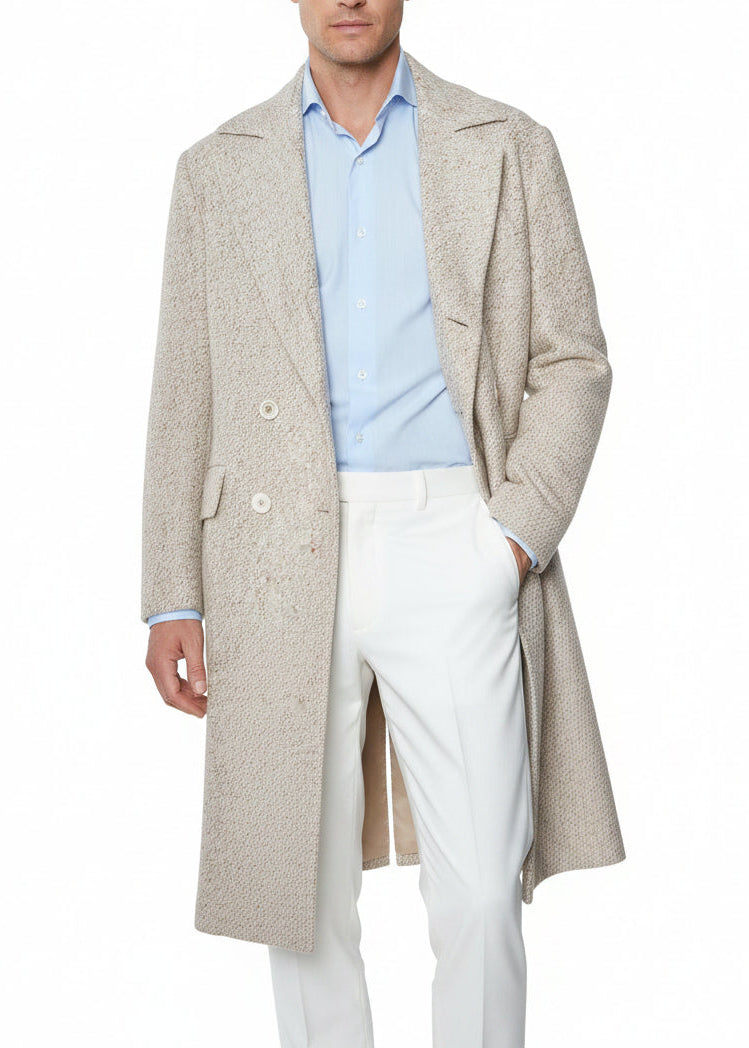 Kiton Woven Cashmere Button Down Overcoat