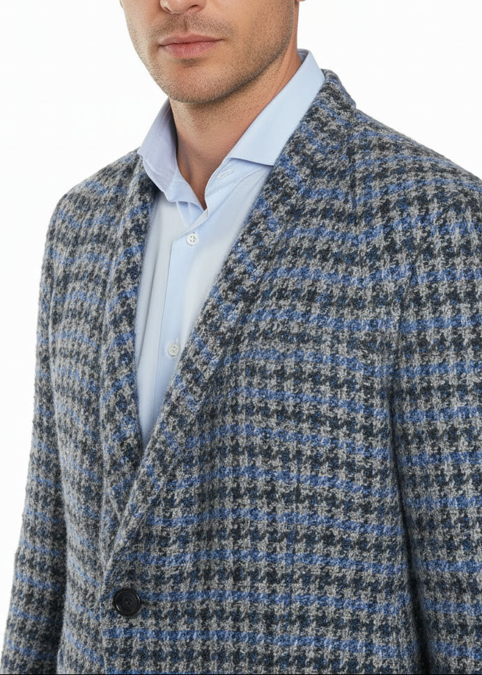 Kiton Woven Virgin Wool Button Down Overcoat