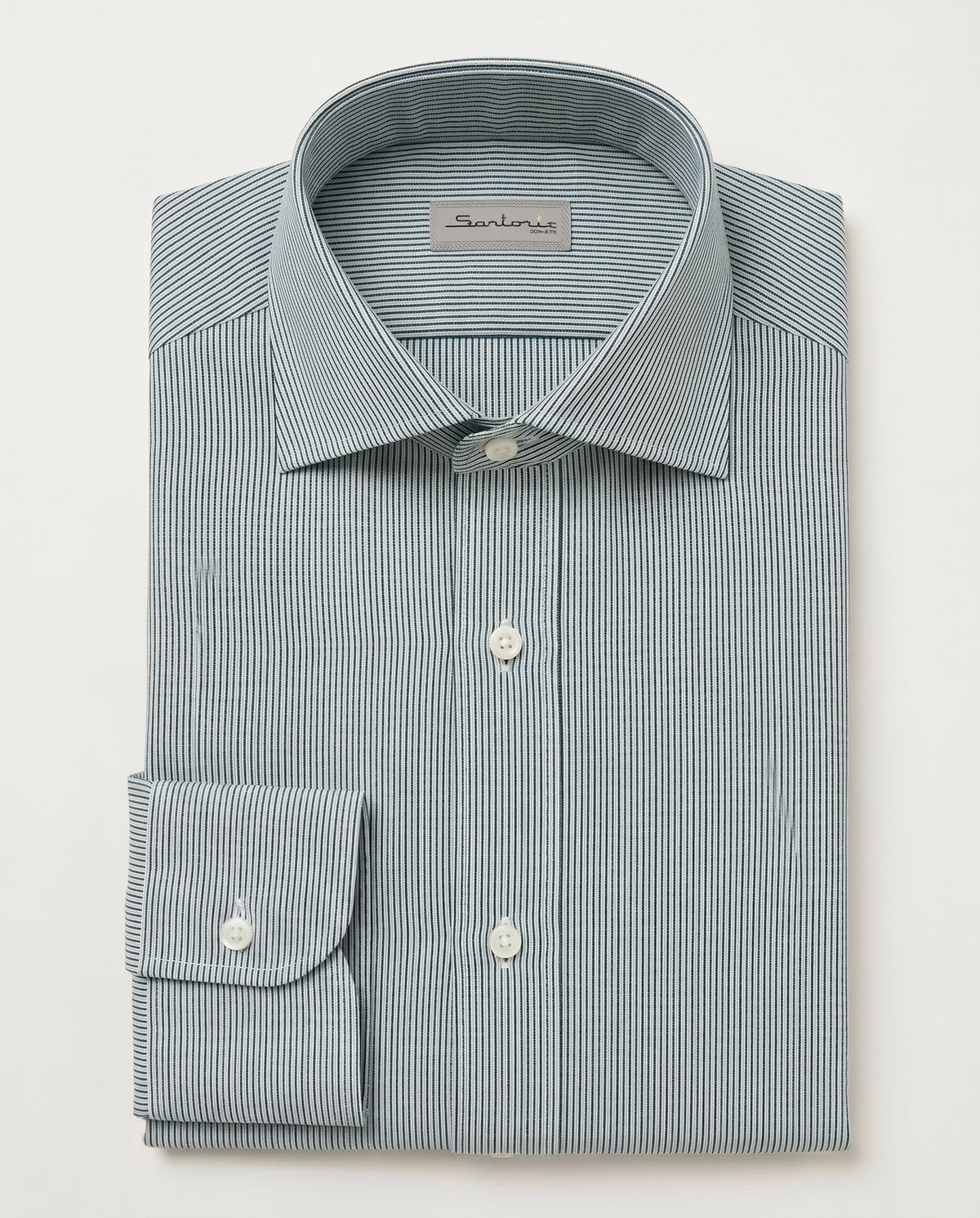 Sartorio Cotton Micro Pinstripe Dress Shirt in green