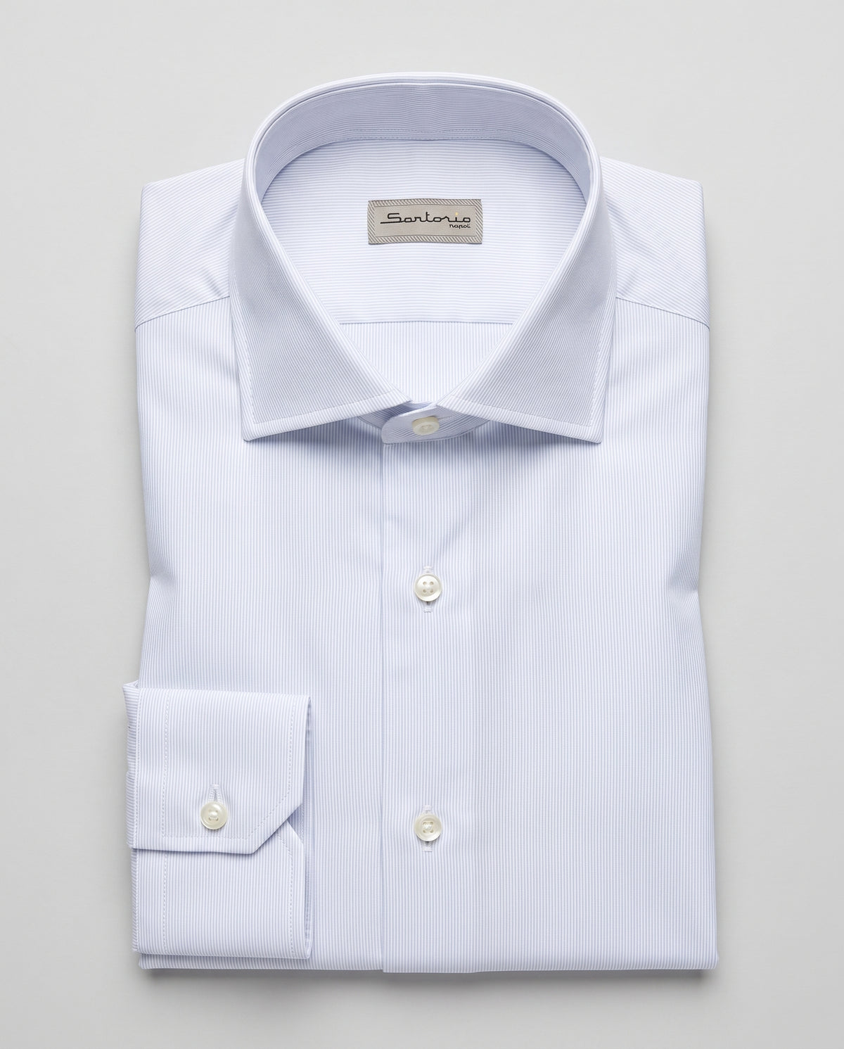 Sartorio Cotton Micro Pinstripe Dress Shirt in light blue