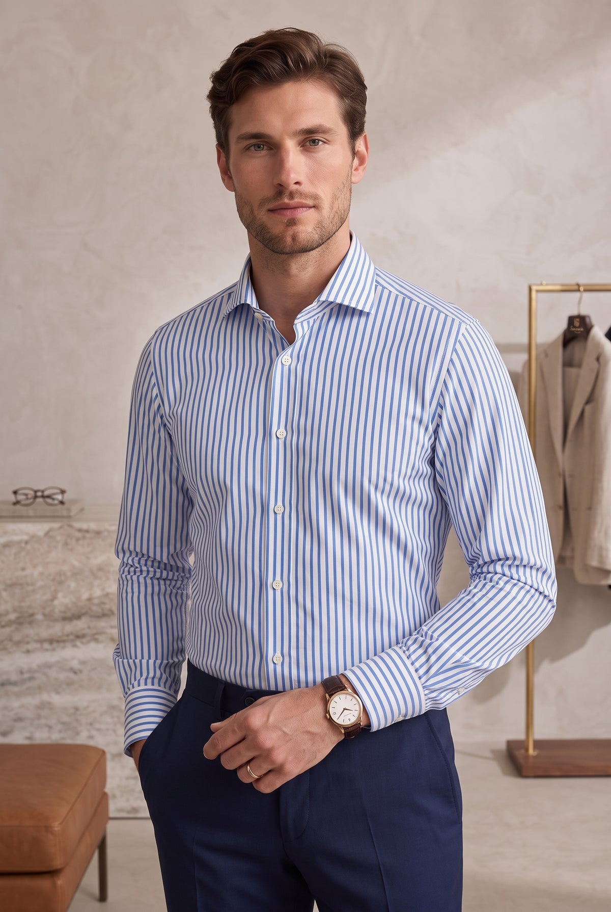 Sartorio Cotton Pinstripe Dress Shirt
