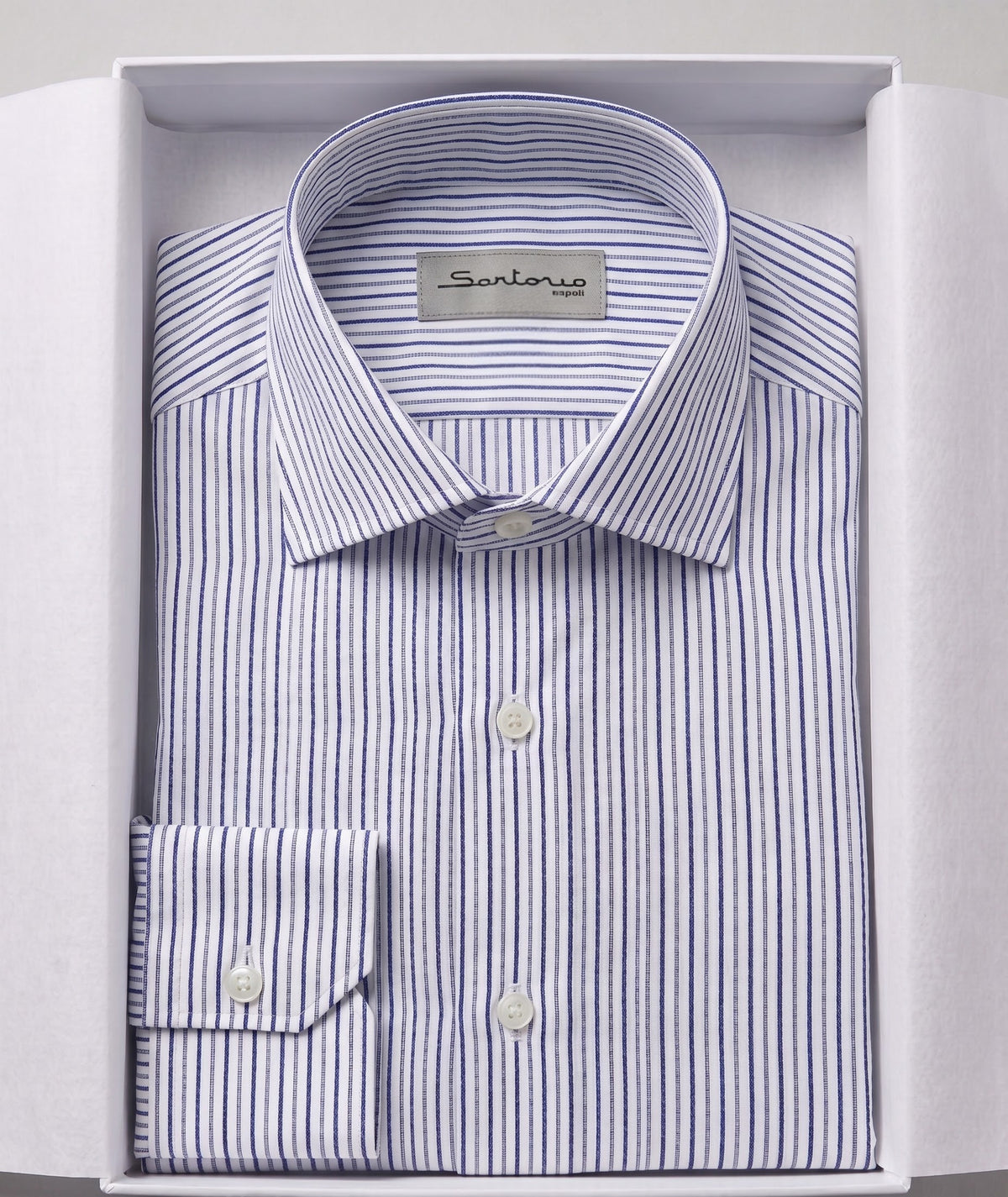 Sartorio Cotton Multi Pinstripe Dress Shirt in blue and light blue