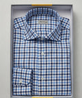 Sartorio Cotton Shepherd Check Dress Shirt in blue and black