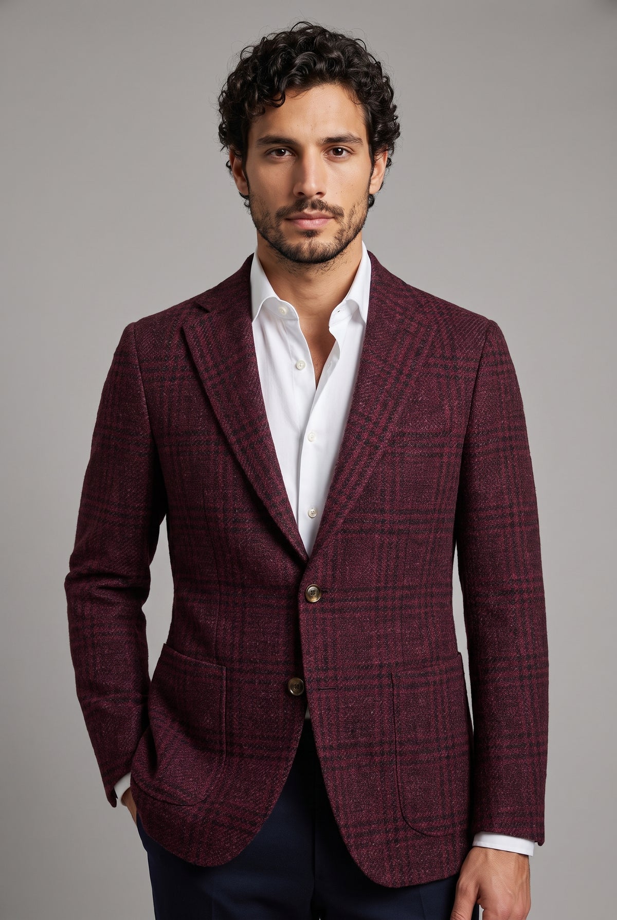 Sartorio Checked Virgin Wool-Silk-Cotton Sport Jacket