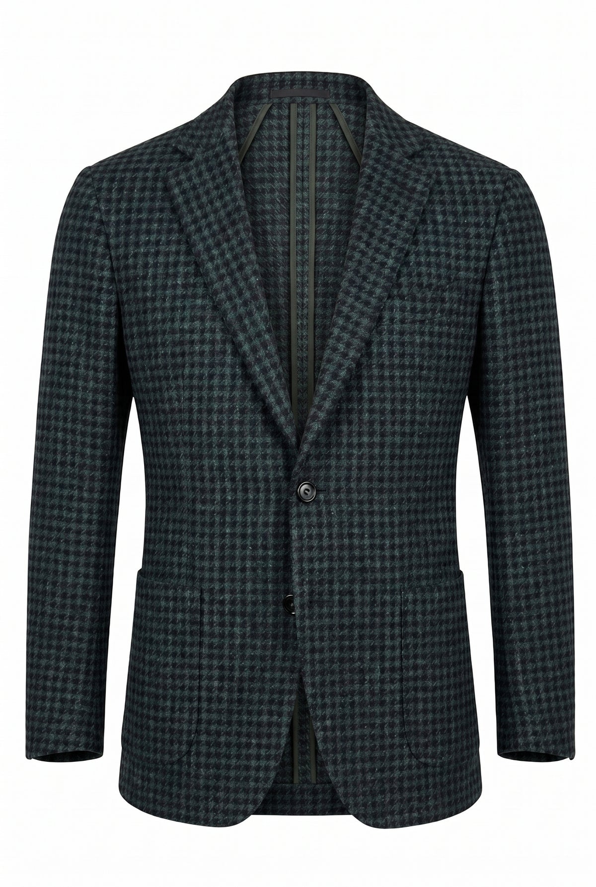 Sartorio Houndstooth Virgin Wool-Silk-Cotton Sport Jacket in forest green and black