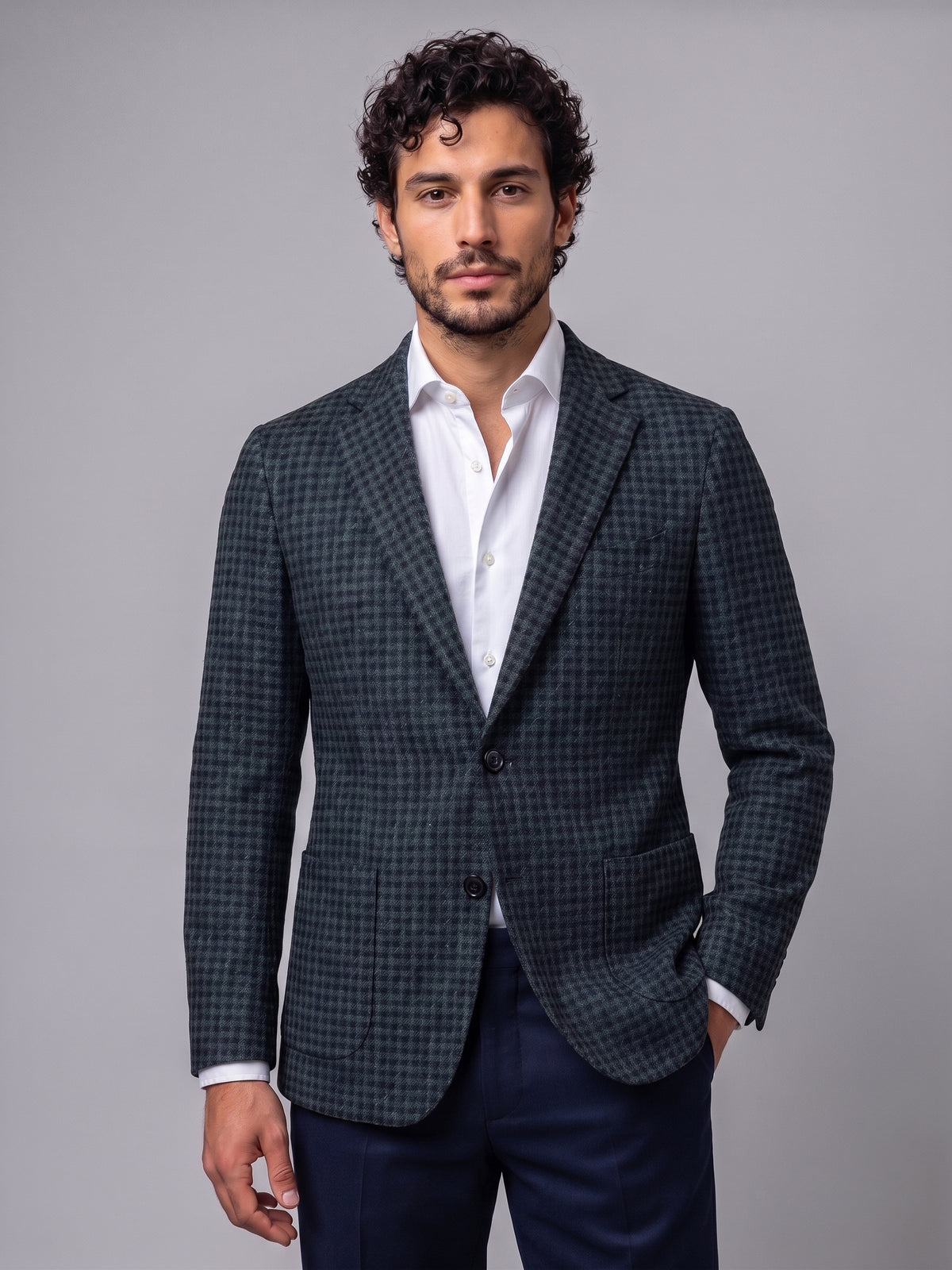 Sartorio Houndstooth Virgin Wool-Silk-Cotton Sport Jacket