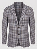 Sartorio Shepherd Check Virgin Wool-Silk-Linen Sport Jacket in cobalt blue and brown
