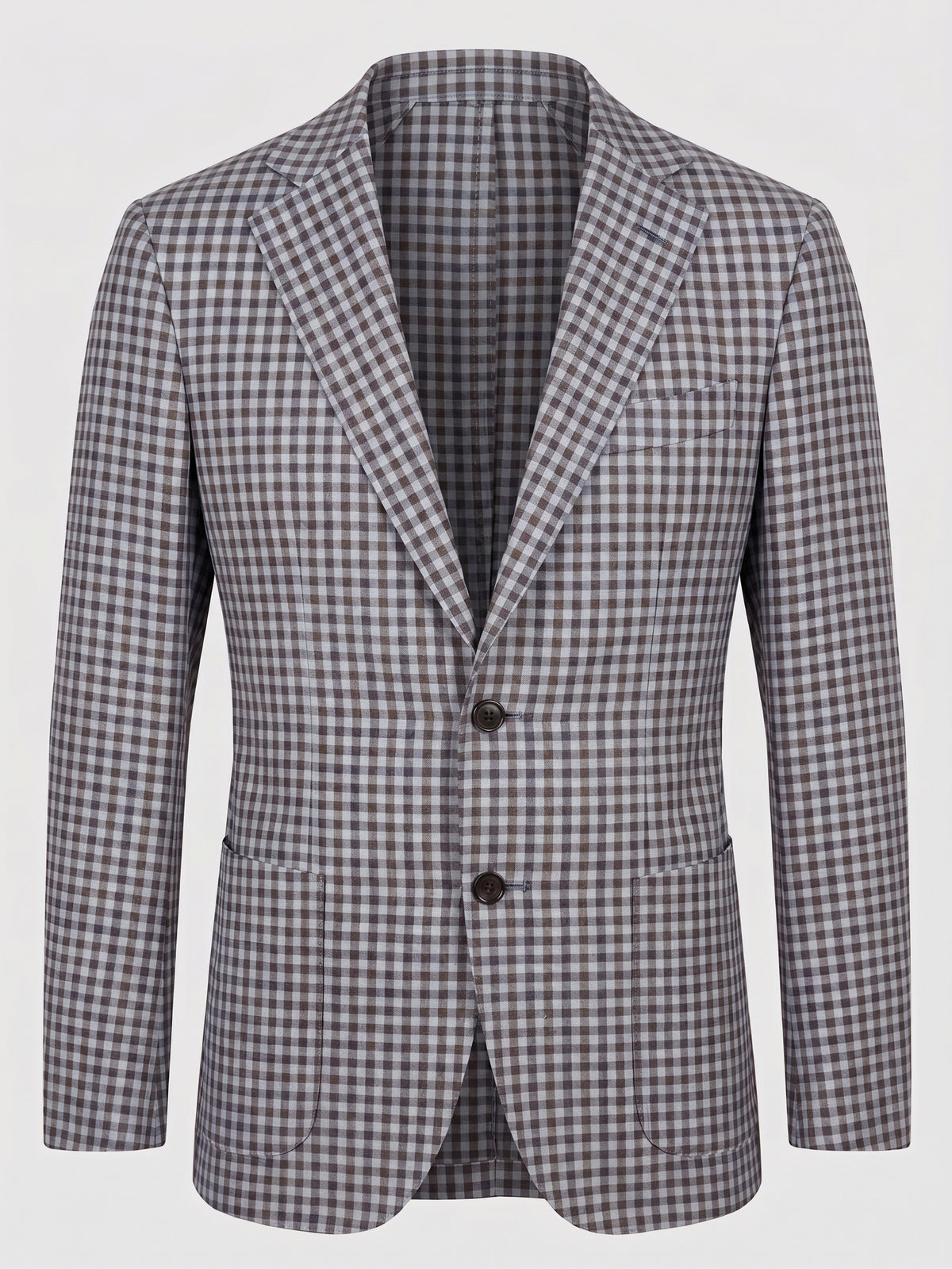 Sartorio Shepherd Check Virgin Wool-Silk-Linen Sport Jacket in cobalt blue and brown