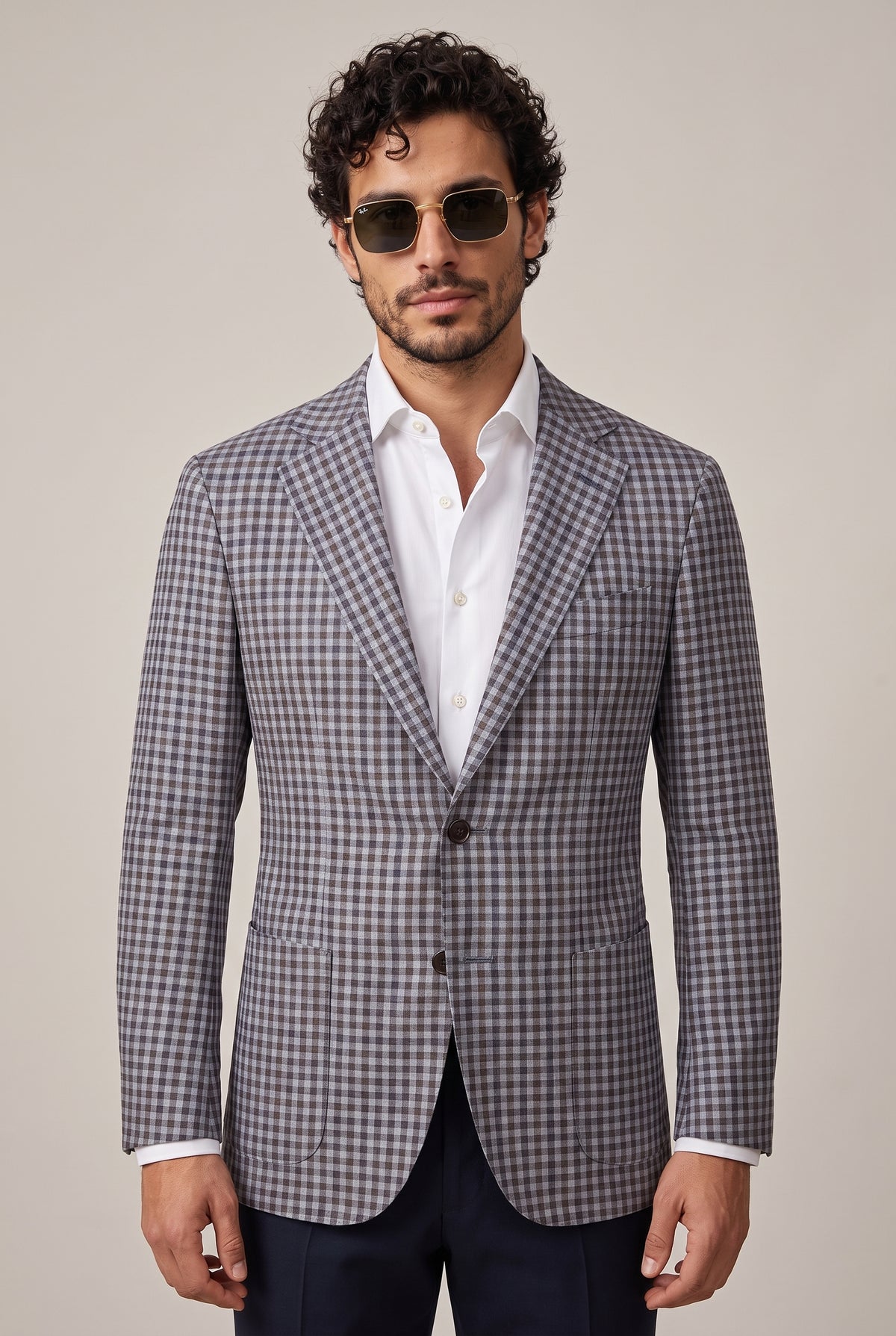 Sartorio Shepherd Check Virgin Wool-Silk-Linen Sport Jacket