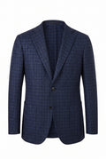 Sartorio Shepherd Check Virgin Wool Sport Jacket in black and midnight blue