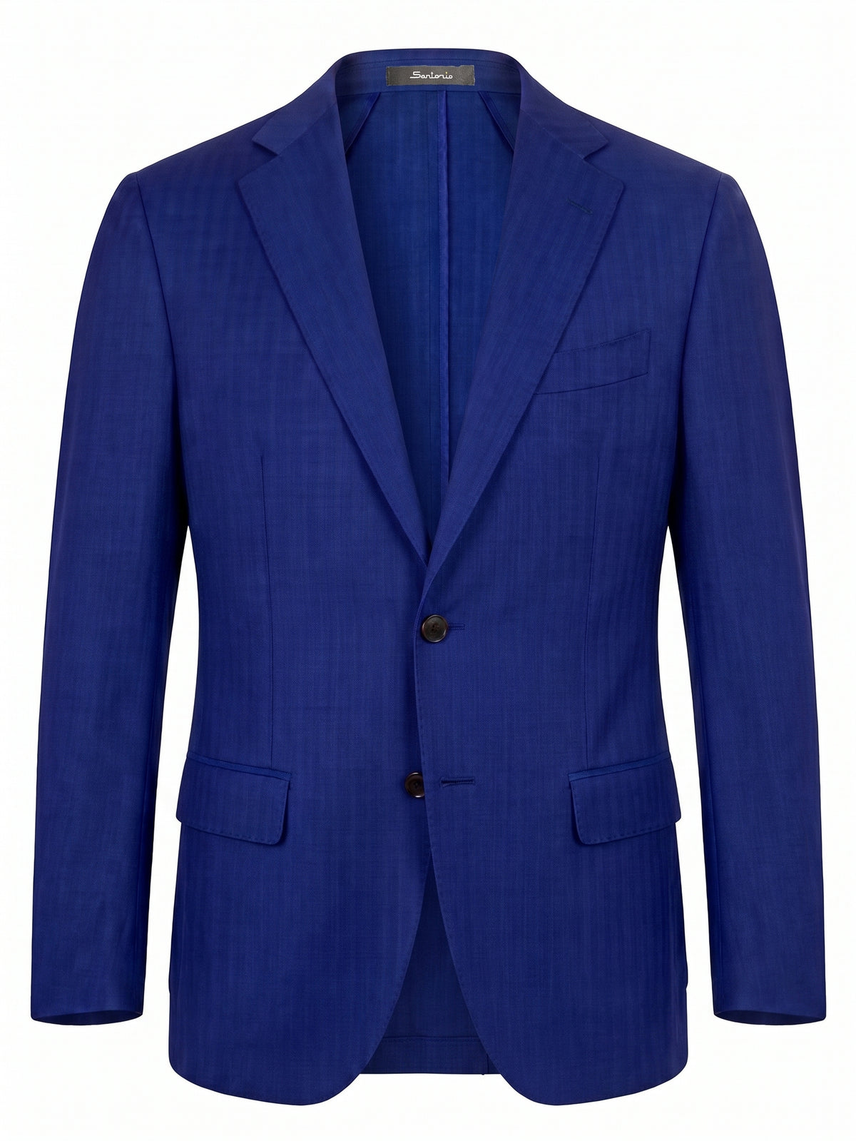 Sartorio Herringbone Double-Breasted Virgin Wool Suit in blue
