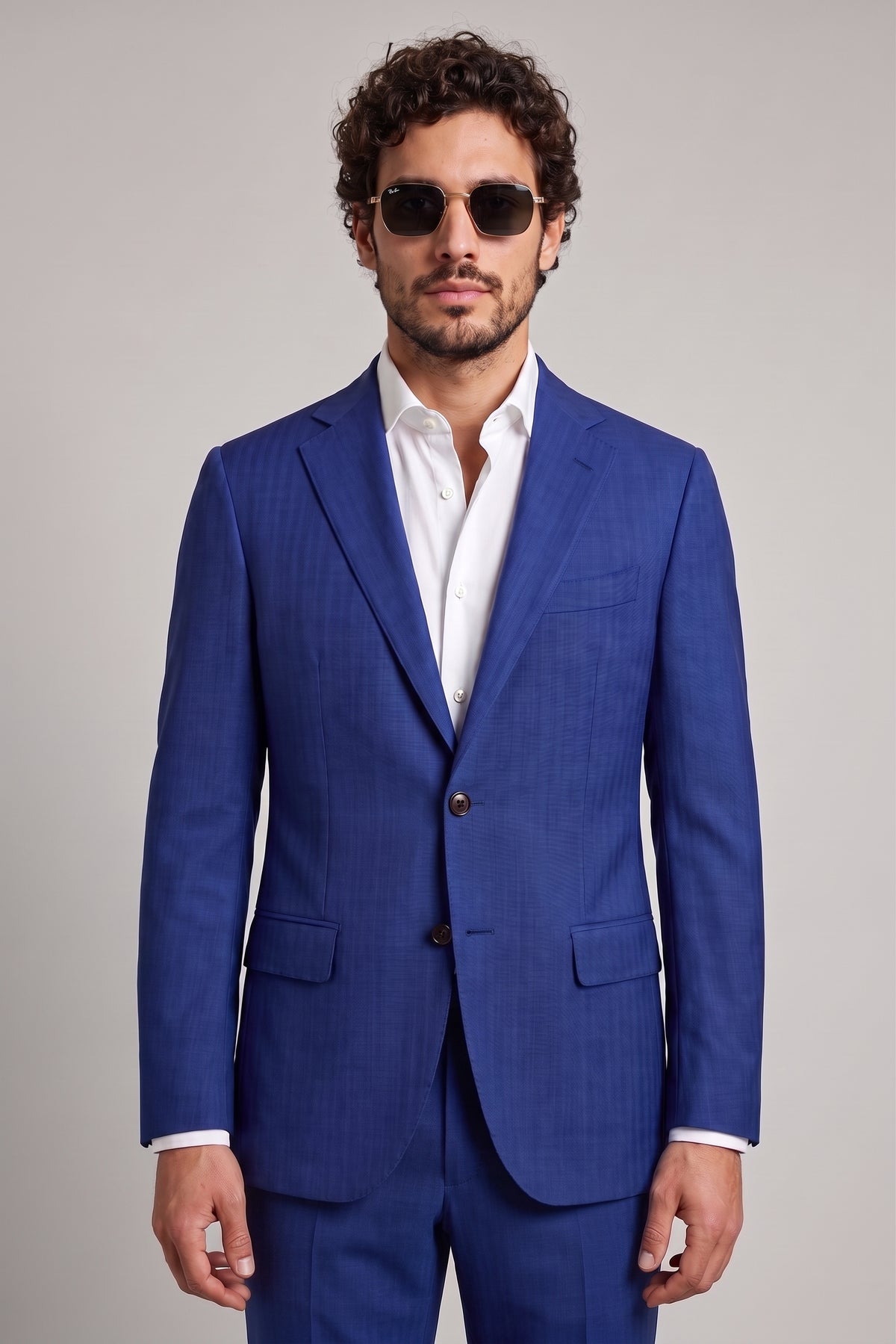 Sartorio Herringbone Double-Breasted Virgin Wool Suit