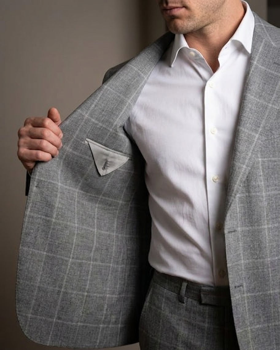 Sartorio Windowpane Double-Breasted Virgin Wool Suit