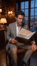 Sartorio Windowpane Double-Breasted Virgin Wool Suit