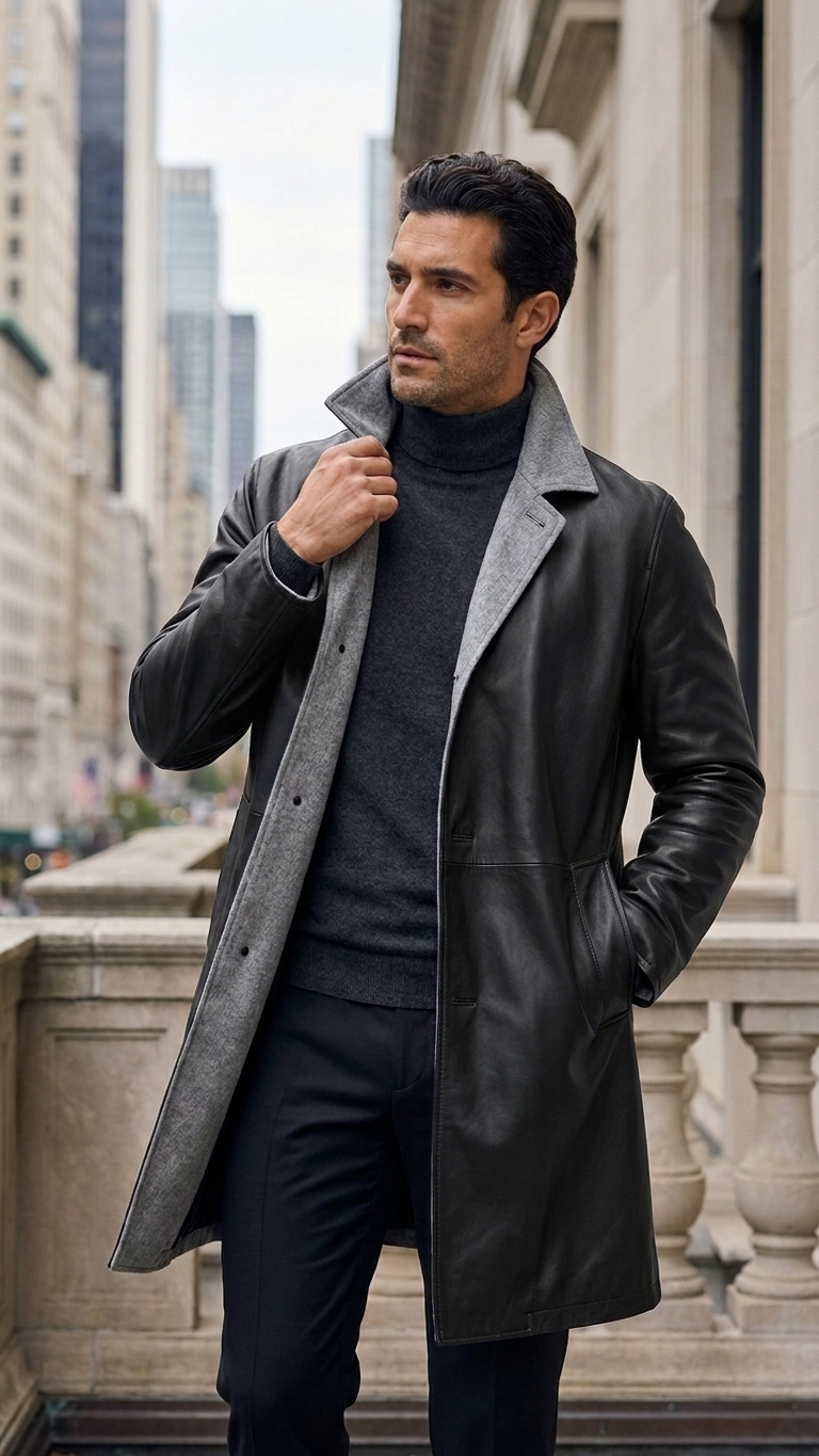 Kired ASTI Lambskin-Cashmere Reversible Overcoat