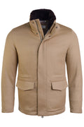 Kired by Kiton MUTP Cashmere Goose Down Overcoat w/ Fur Trim Collar in taupe