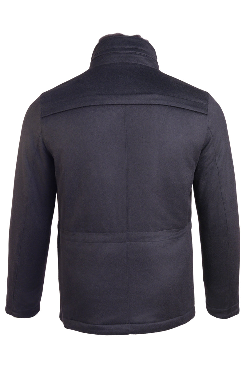 Kired by Kiton MUTP Cashmere Goose Down Overcoat w/ Fur Trim Collar