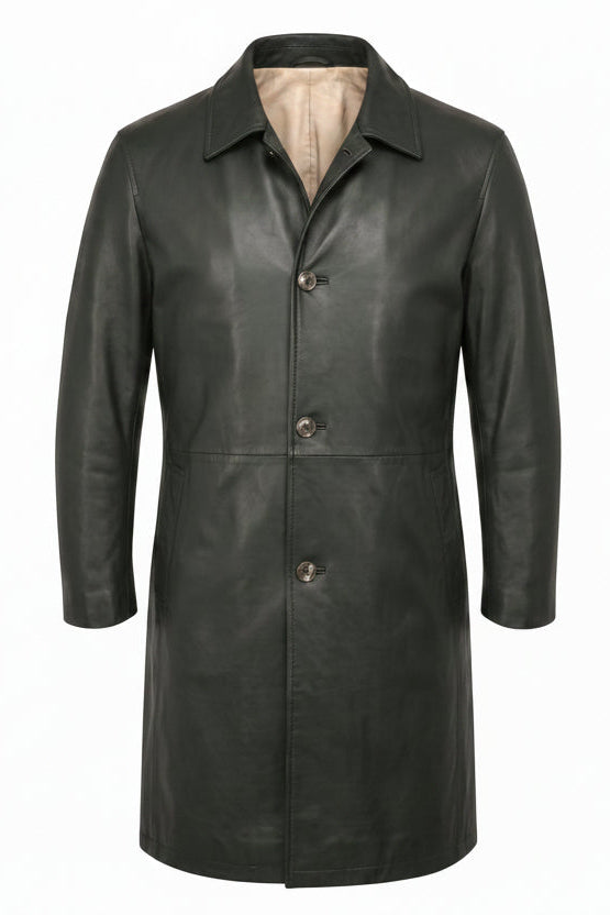 Kired ASTI Lambskin-Cashmere Reversible Overcoat in forest green and tan