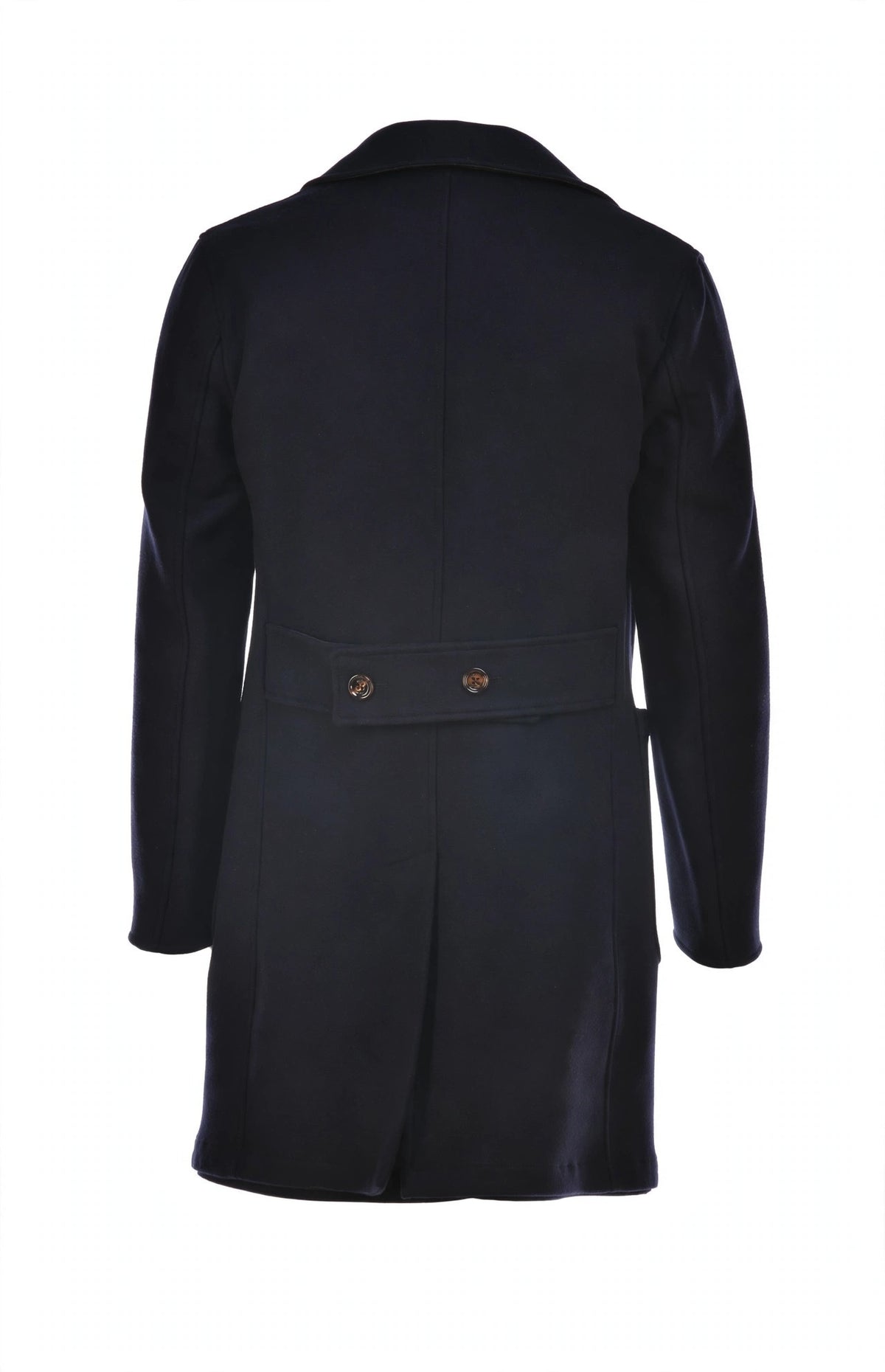 Kired Gyala Solid/ Pinstripe Nylon-Virgin Wool Double-Breasted Reversible Overcoat