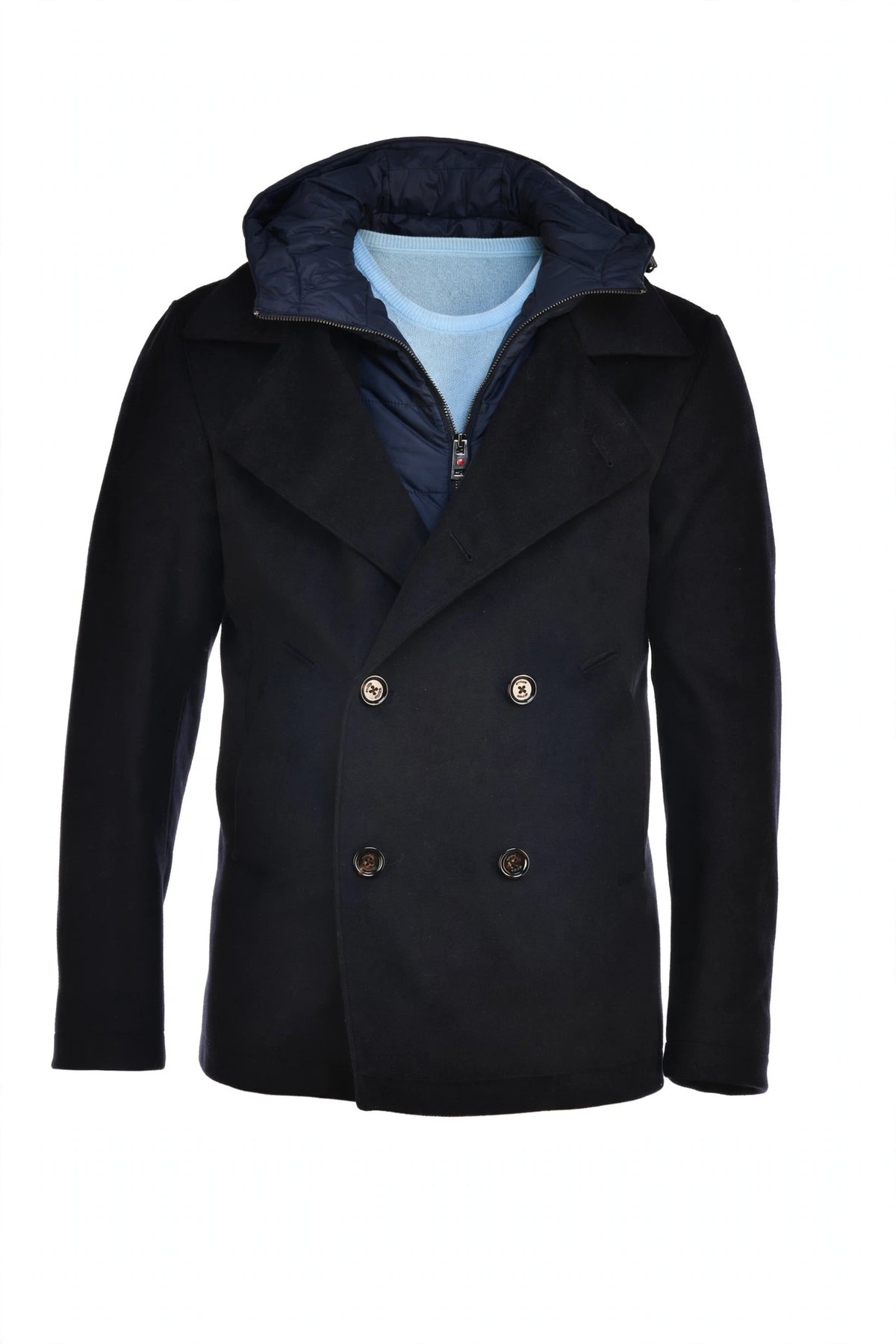 Kired Double-Breasted Overcoat w/ Detachable Lining