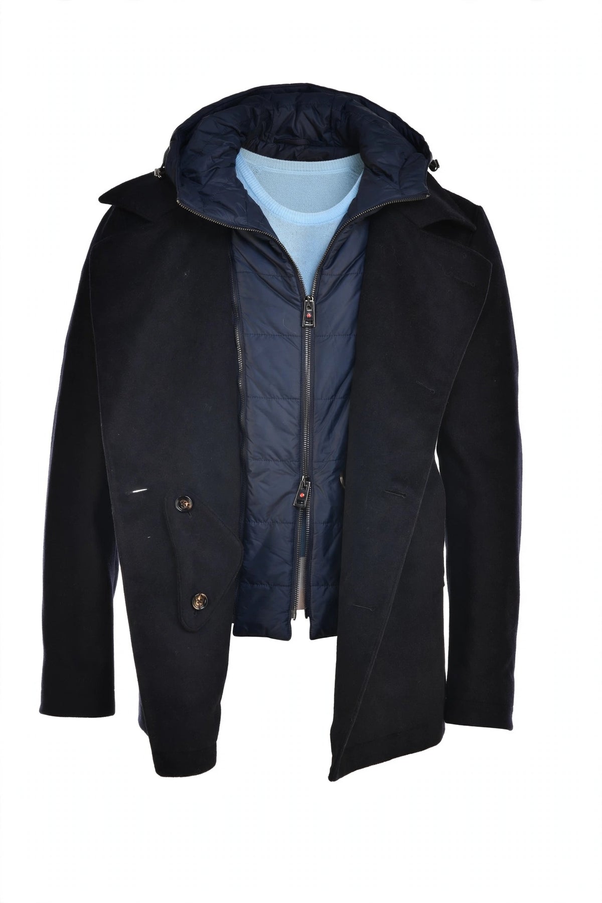 Kired Double-Breasted Overcoat w/ Detachable Lining
