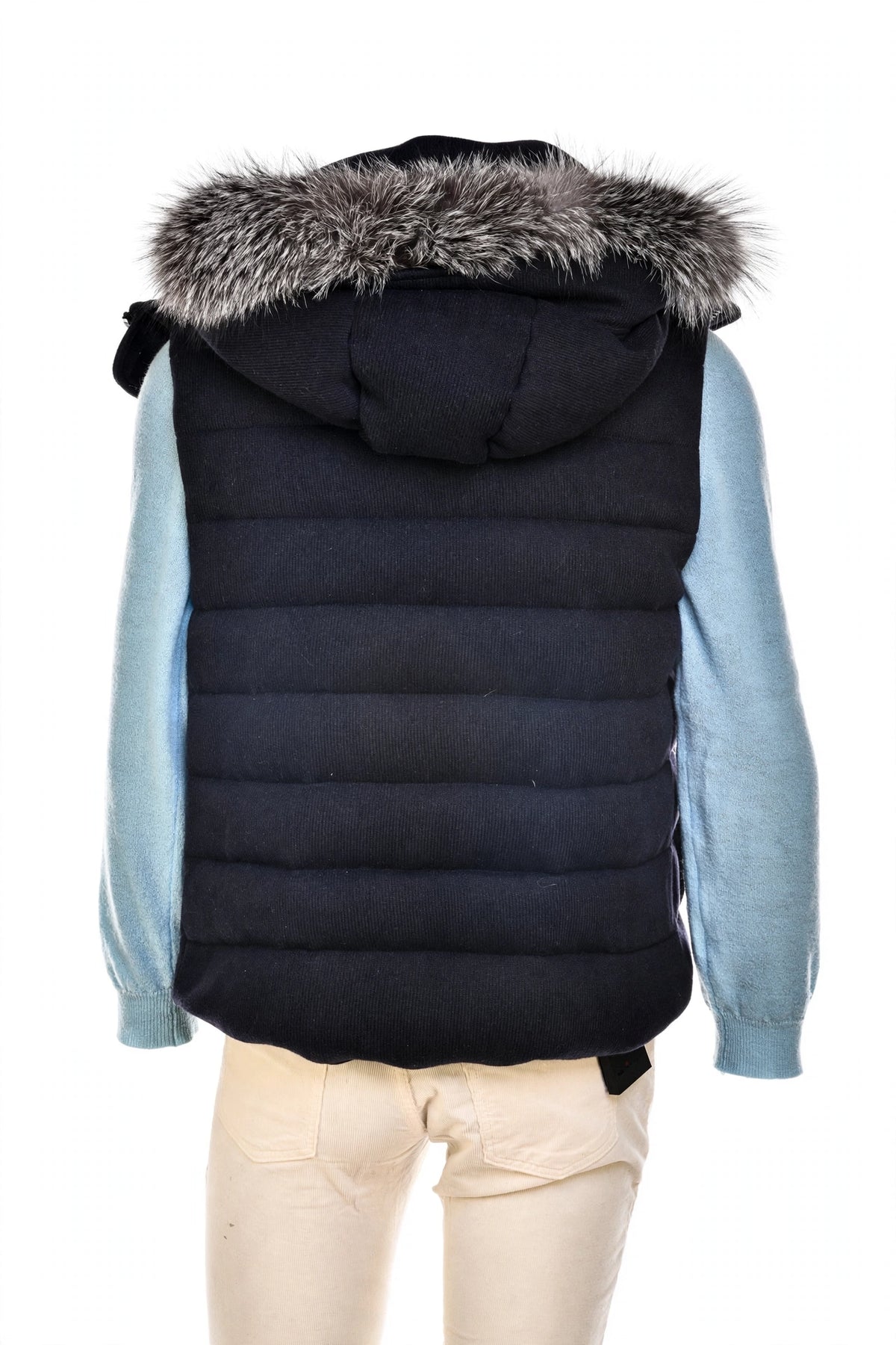 Kired by Kiton Kishb Cashmere Vest w/ Detachable Fox Fur Hood