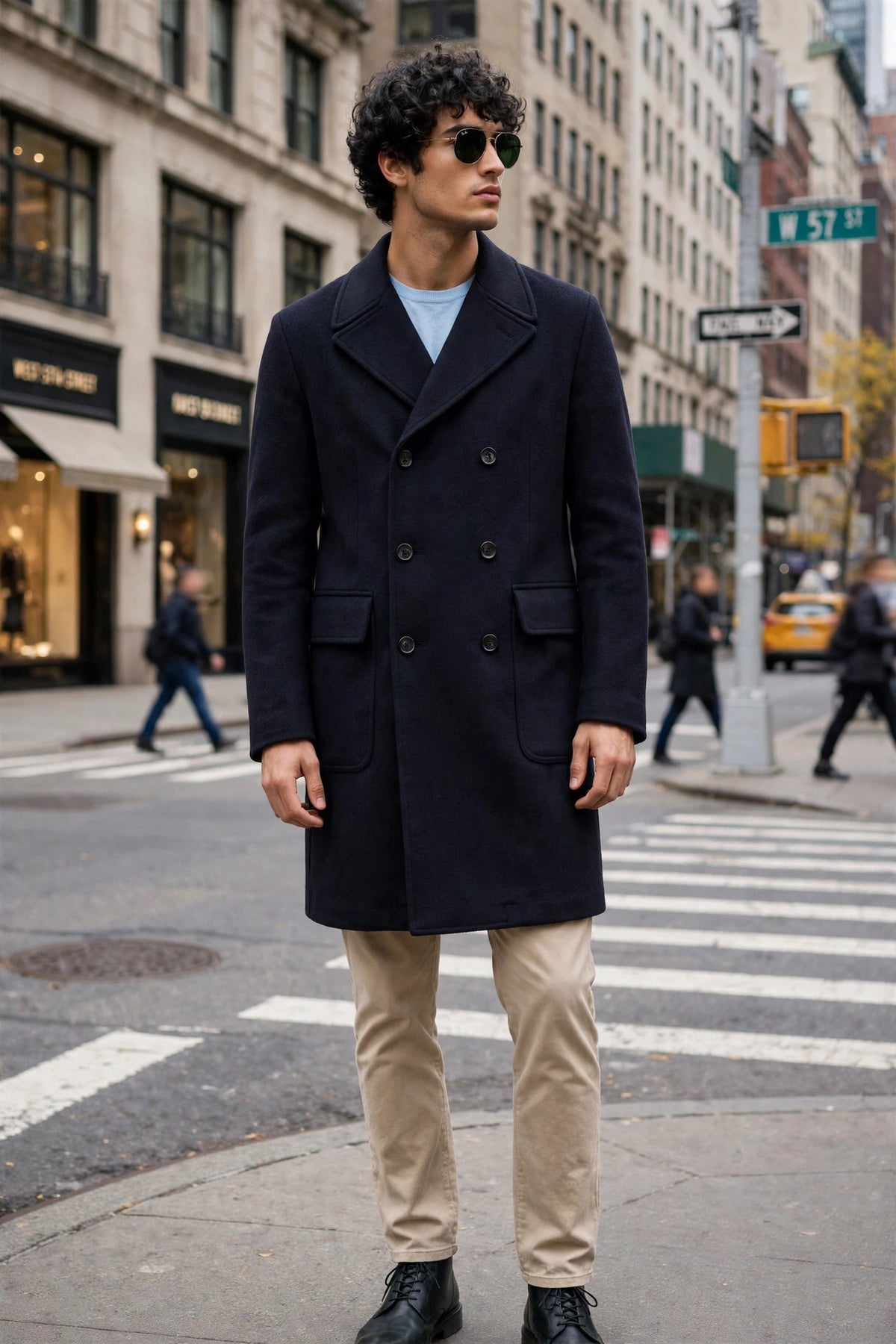 Kired Gyala Acrylic-Wool Double-Breasted Reversible Overcoat