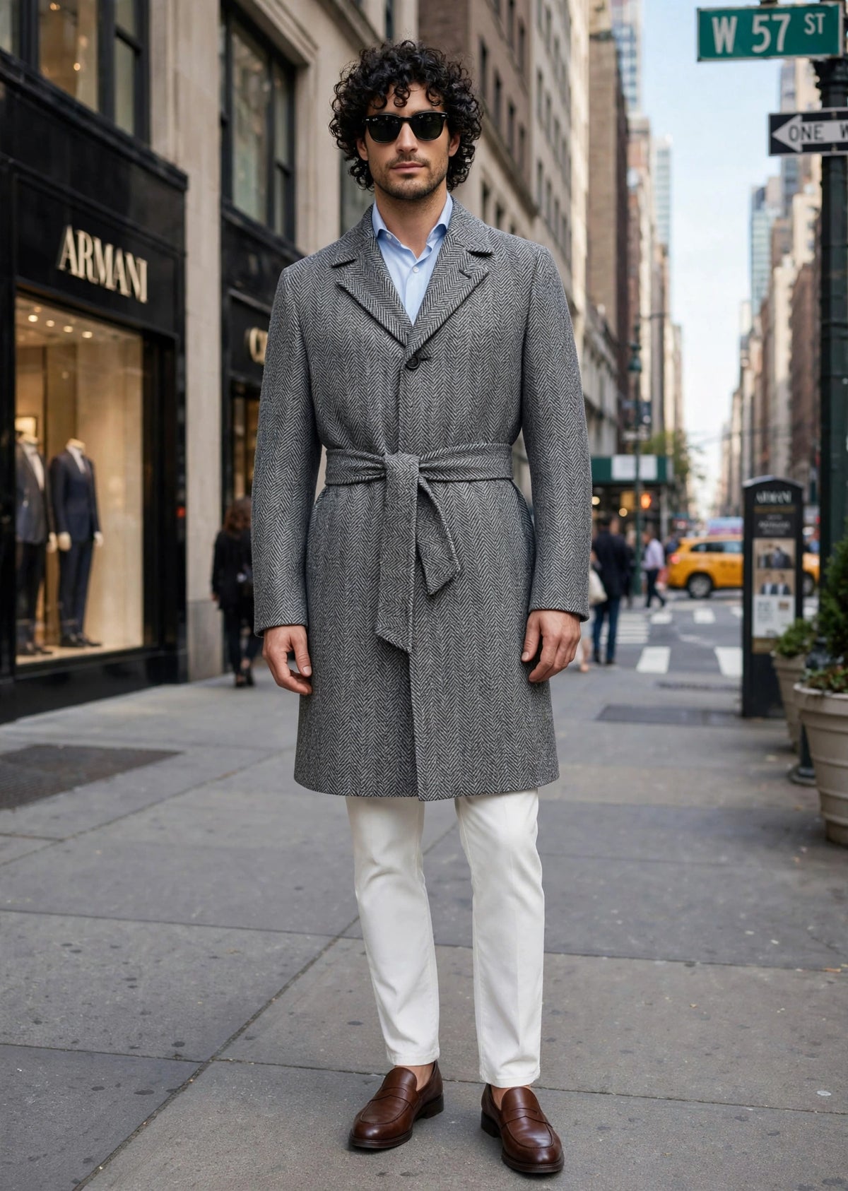 Kiton Herringbone Button Down Overcoat