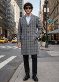 Kiton Windowpane Wool Button Down Overcoat