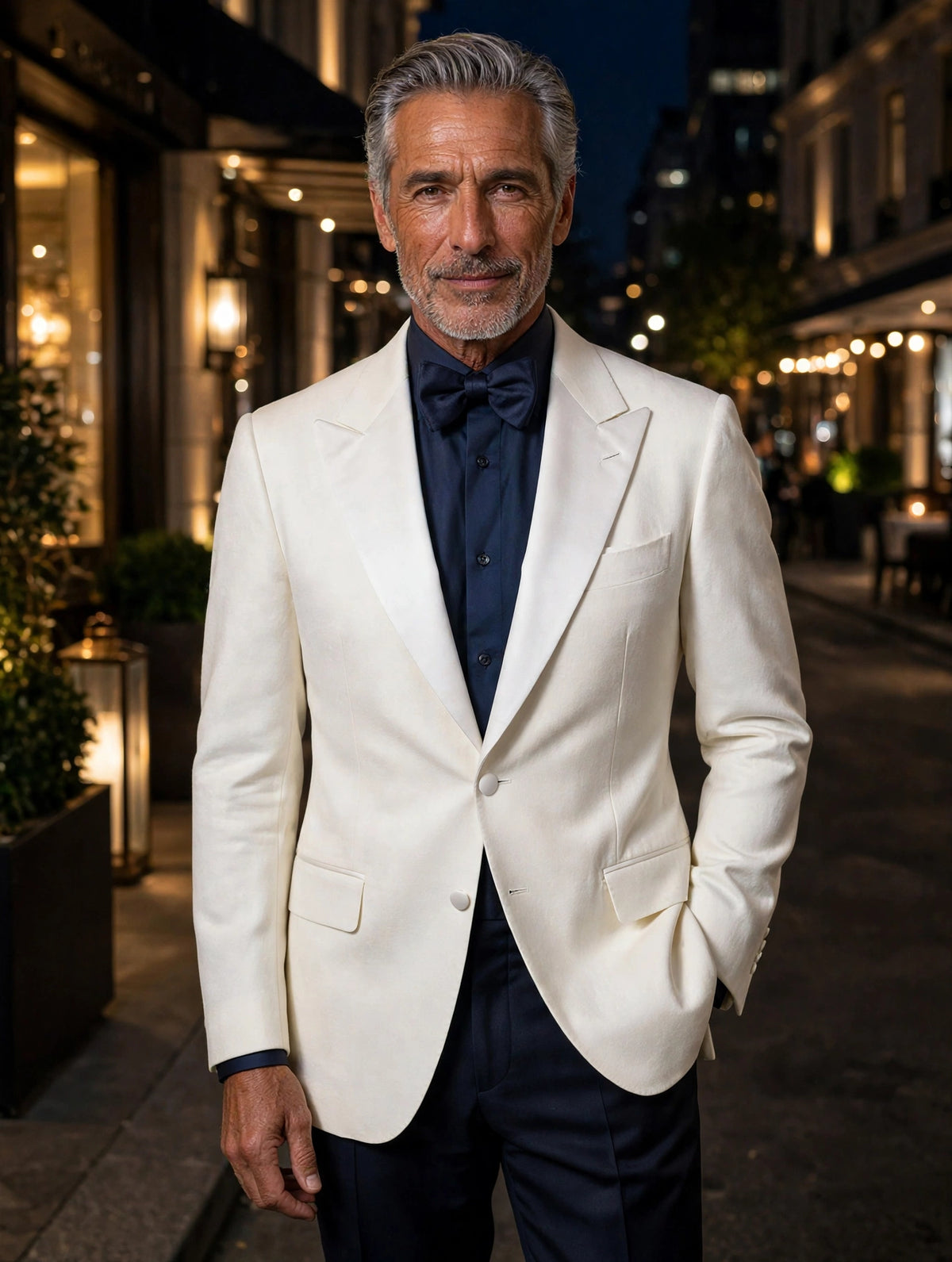 Sartorio Cashmere Tuxedo Jacket in white
