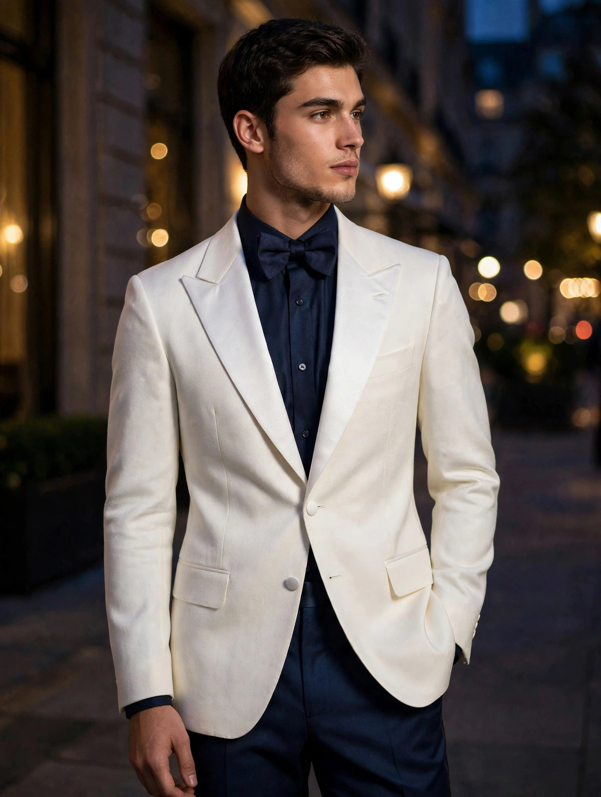 Sartorio Cashmere Tuxedo Jacket in white