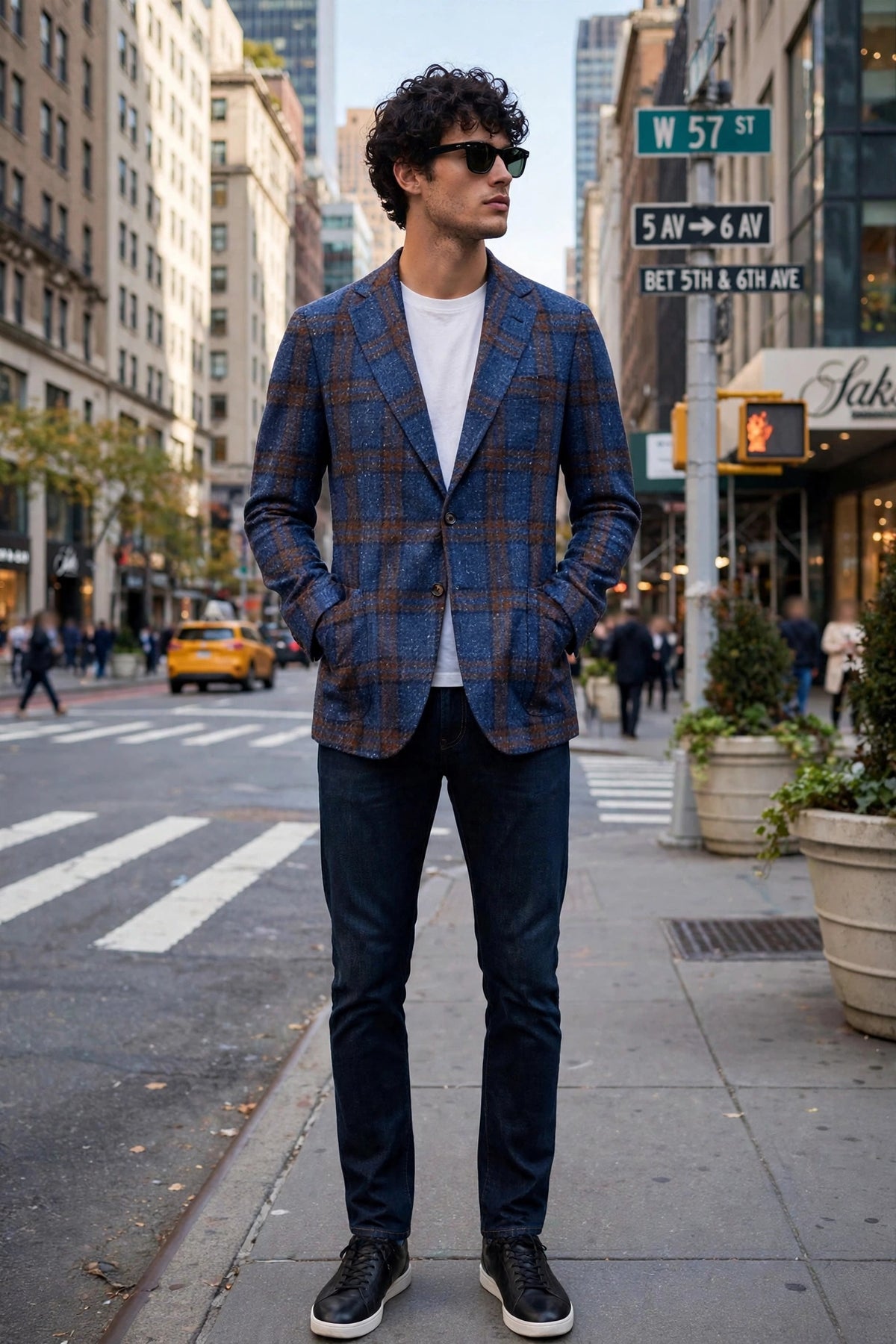 Sartorio Double Windowpane Virgin Wool-Silk-Linen Sport Jacket