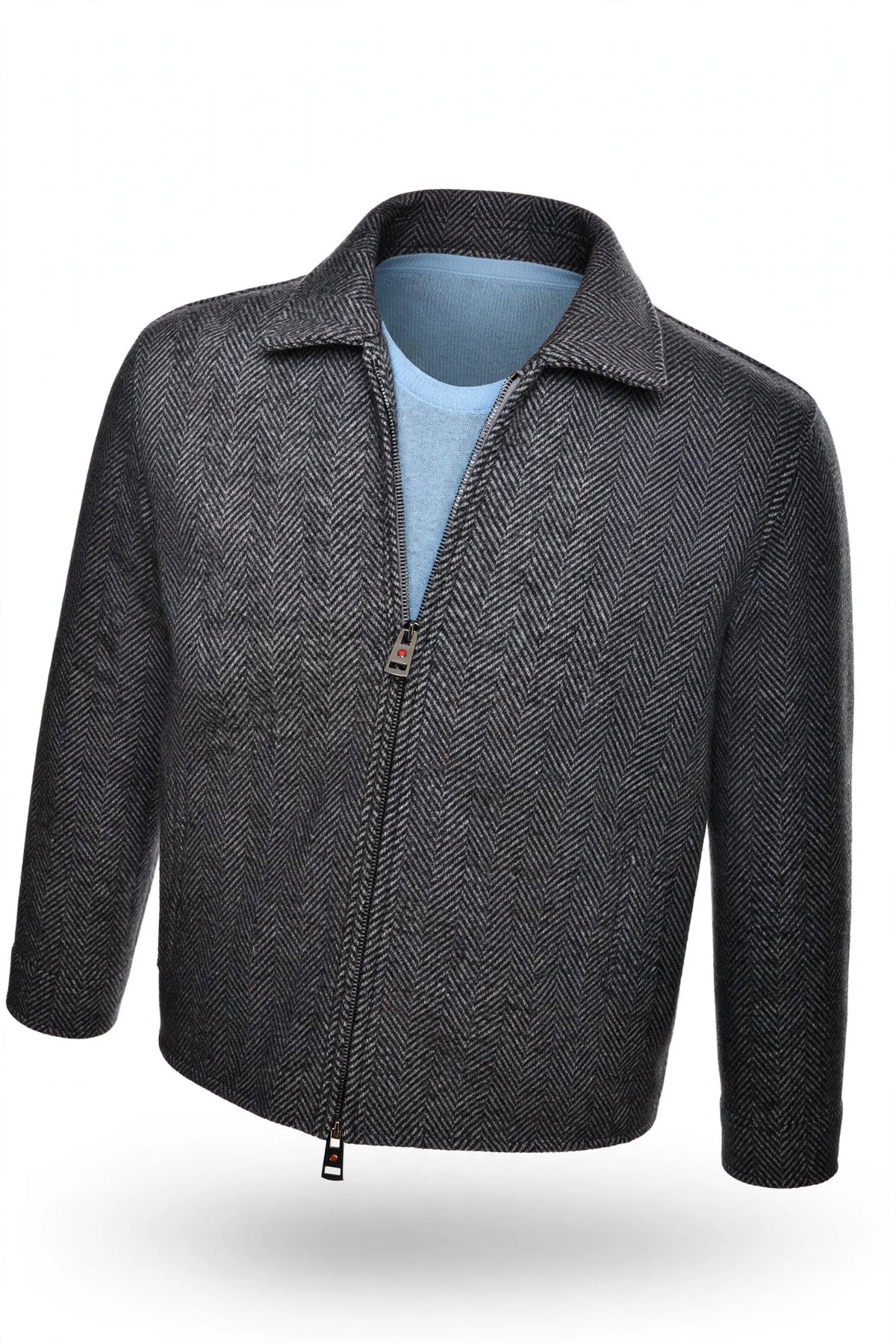Kired Furb Herringbone Virgin Wool-Cashmere Overcoat