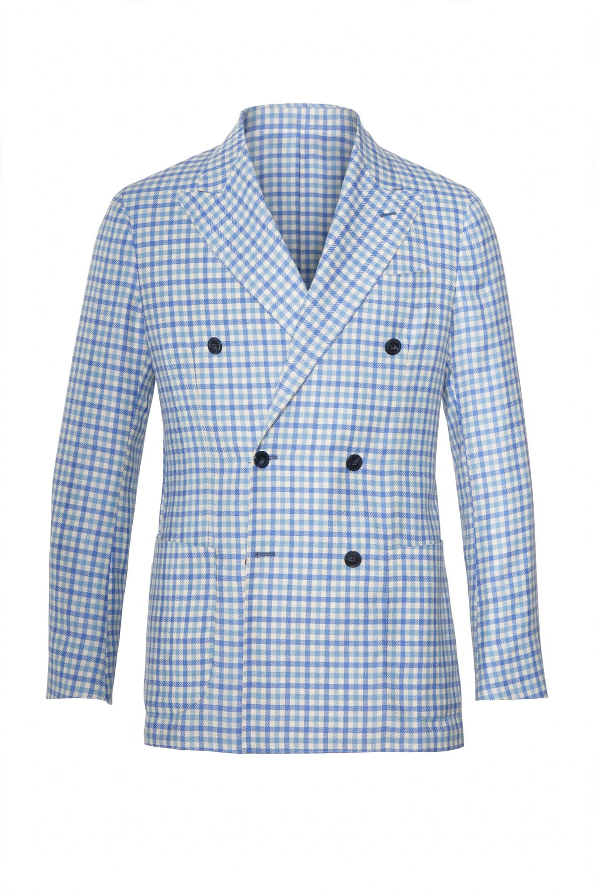 Sartorio Double Breasted Shepherd Check Cashmere Sport Jacket