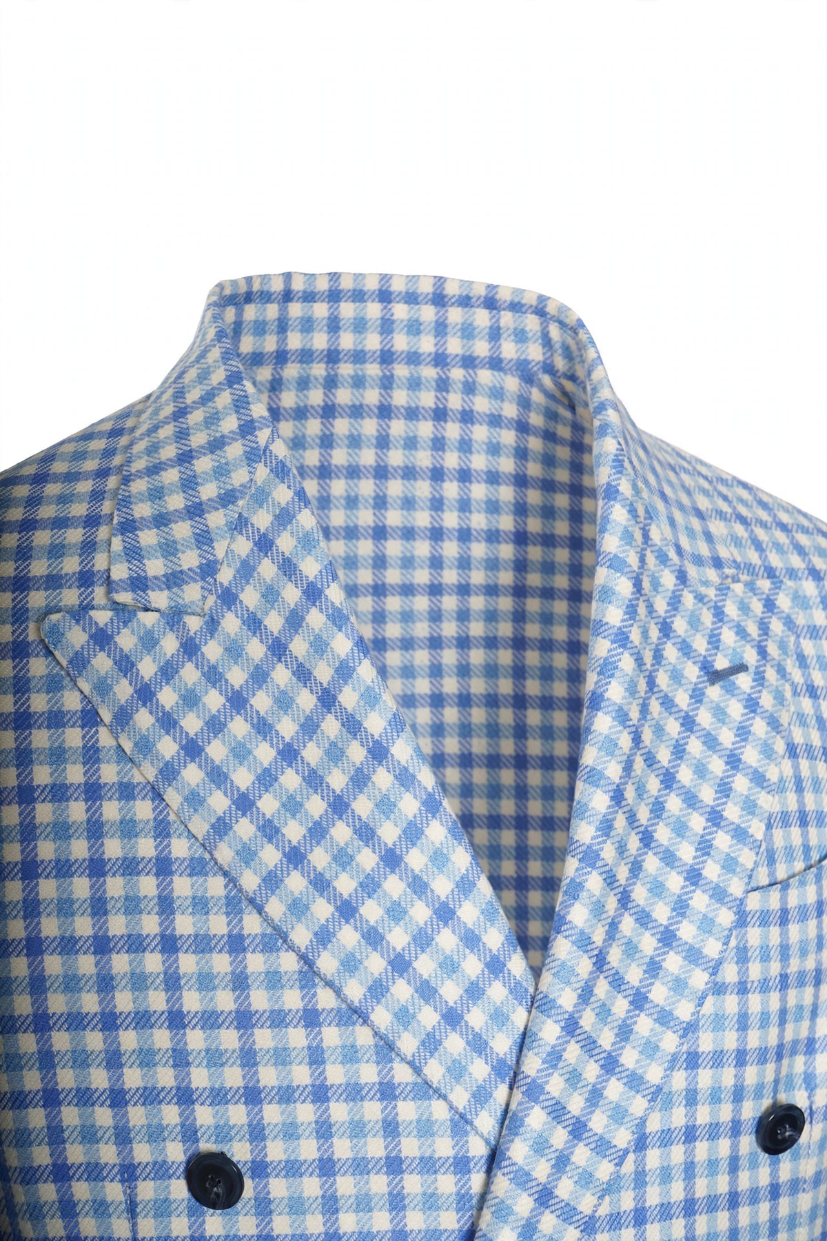 Sartorio Double Breasted Shepherd Check Cashmere Sport Jacket