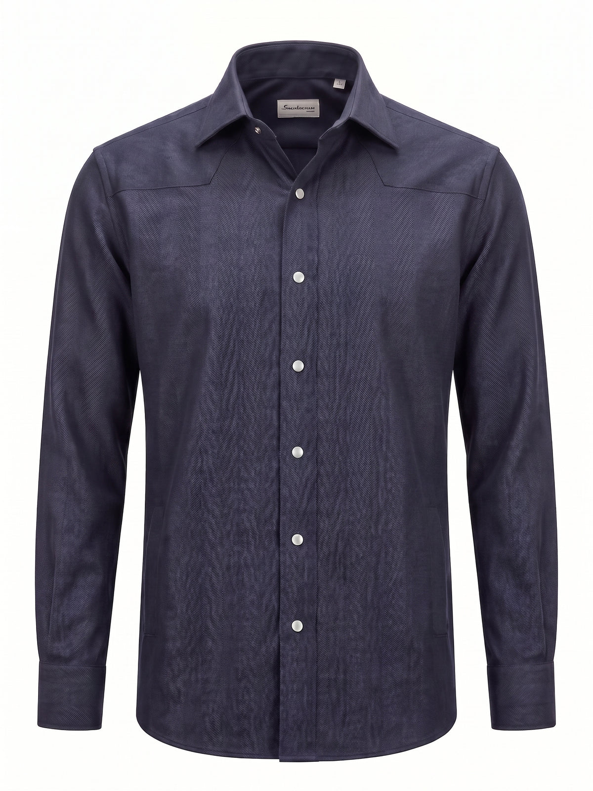 Sartorio TONY Herringbone Cotton Overshirt in dark blue