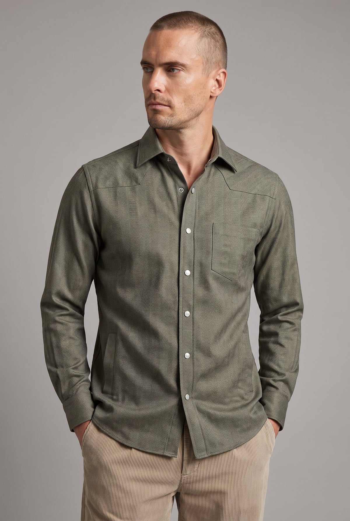 Sartorio TONY Herringbone Cotton Overshirt