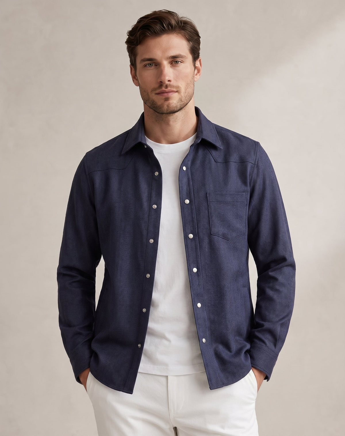 Sartorio TONY Herringbone Cotton Overshirt